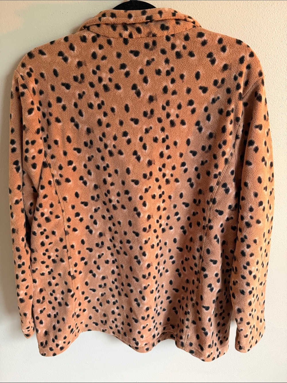 Lands' End Women's Cheetah-Print Half-Zip Fleece Pullover - Tan & Black Size 1X - Picture 3 of 3